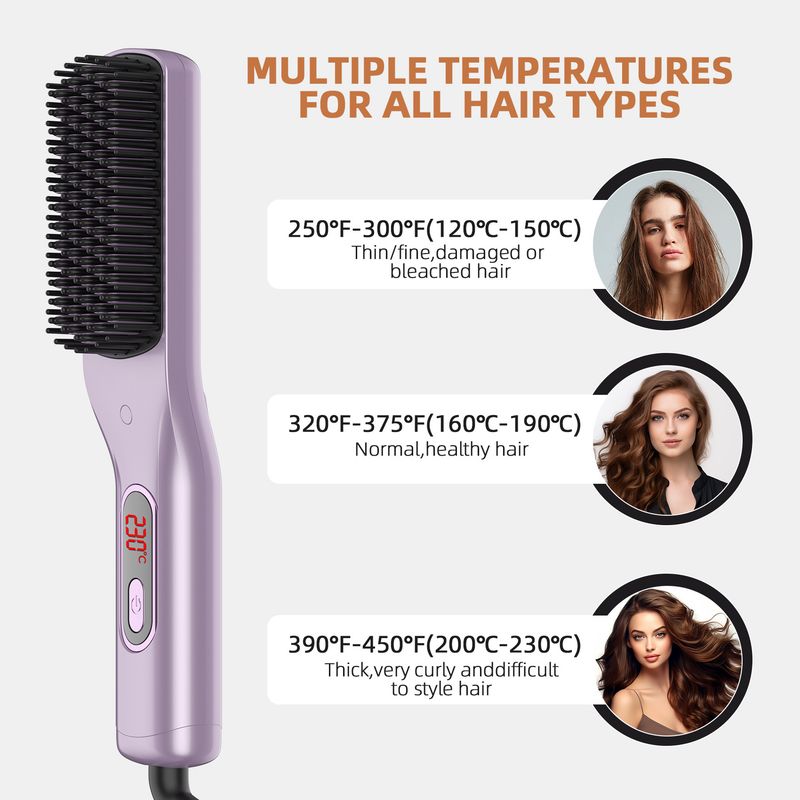 Nouveau peigne lissant multifonctionnel pour cheveux bouclés et raides, appareil ménager à ions négatifs, sans danger pour la coiffure_voghion.com