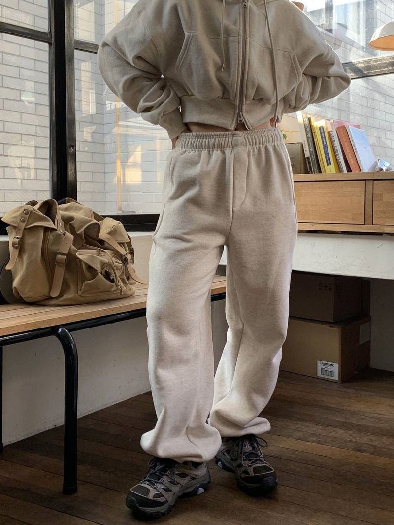 Conjunto informal de sudadera y jogger de polar estilo coreano para mujer: dos piezas de algodón suave para ropa de calle y estar en casa (S-XXL, varios colores)_voghion.com