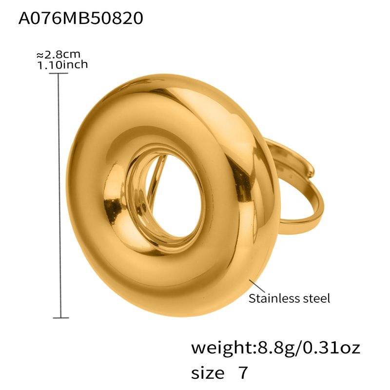 Anello quadrato con superficie liscia e cava, per donna, con temperamento esagerato e bracciale con anello di ritenzione del colore_voghion.com
