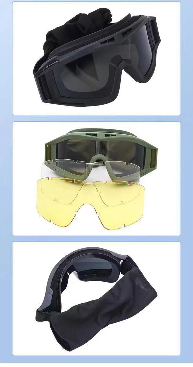 Outdoor Tactical CS Glasses Protective Military Riding Windproof Sandproof Goggles_voghion.com