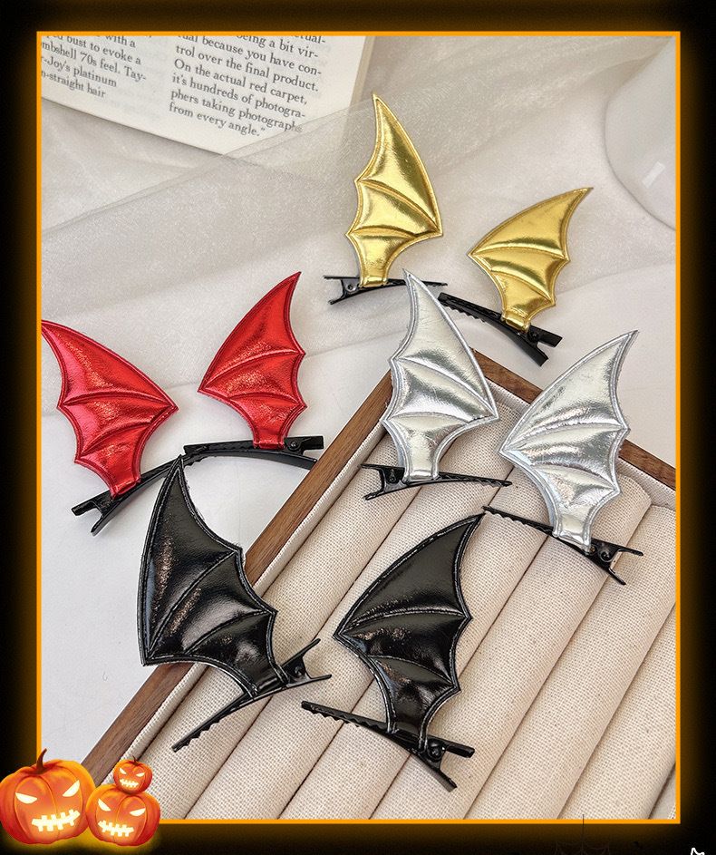 Halloween Headdress Little Devil Wings Hair Clips Set - Gothic Punk Bat Barrettes For Women Girls, Cute Lolita Cosplay Accessories_voghion.com