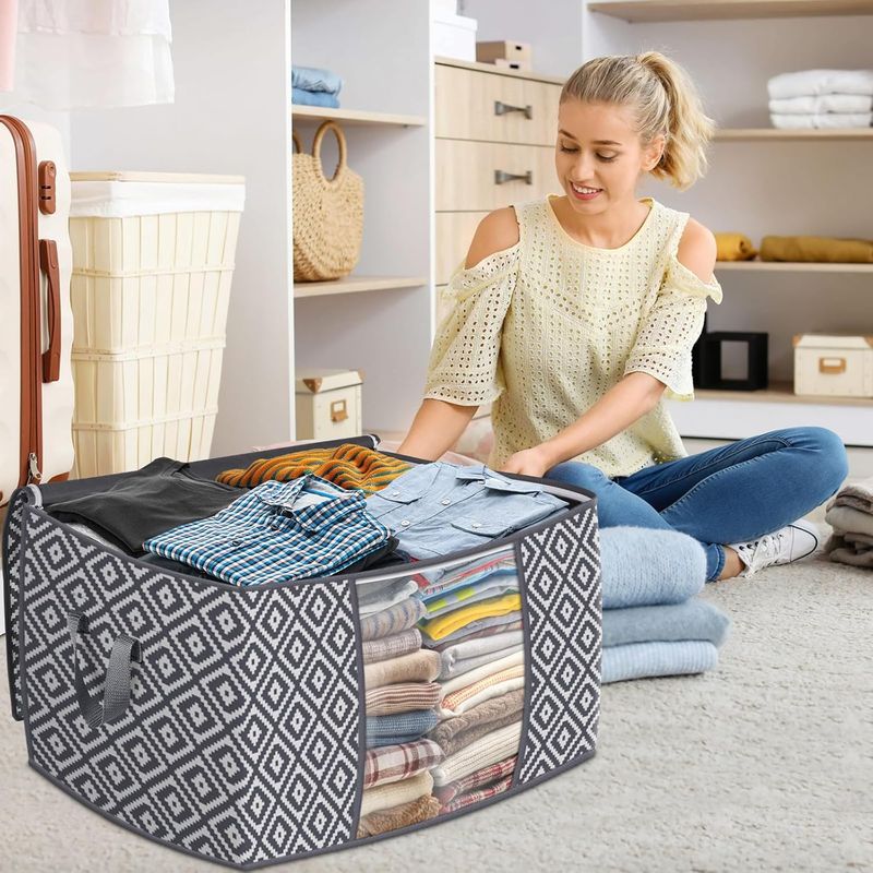100L Foldable Clothes Storage Bins - Reinforced Handle Organizers_voghion.com
