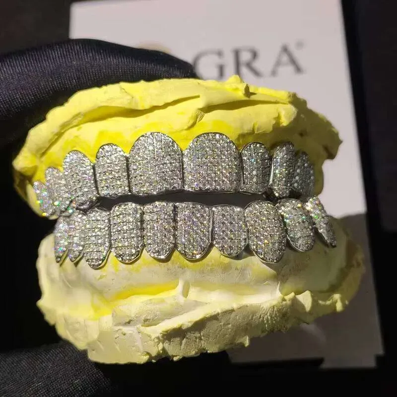 Custom Moissanite S Teeth Grillz Sier 6 Dia Bling Tooth Grills For Men Women High-End Jewelry Pass Test_voghion.com