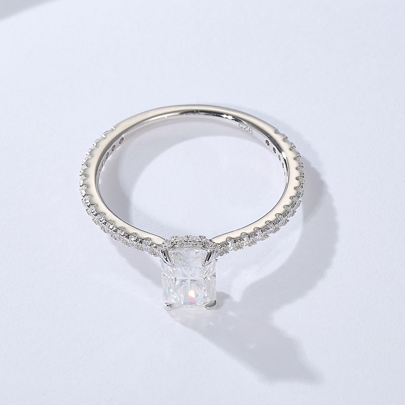 S Pure Silver Classic Fashion Rectangular 5*7 Moissanite Ring For Women 1 Carat Proposal Wedding Band Jewelry_voghion.com