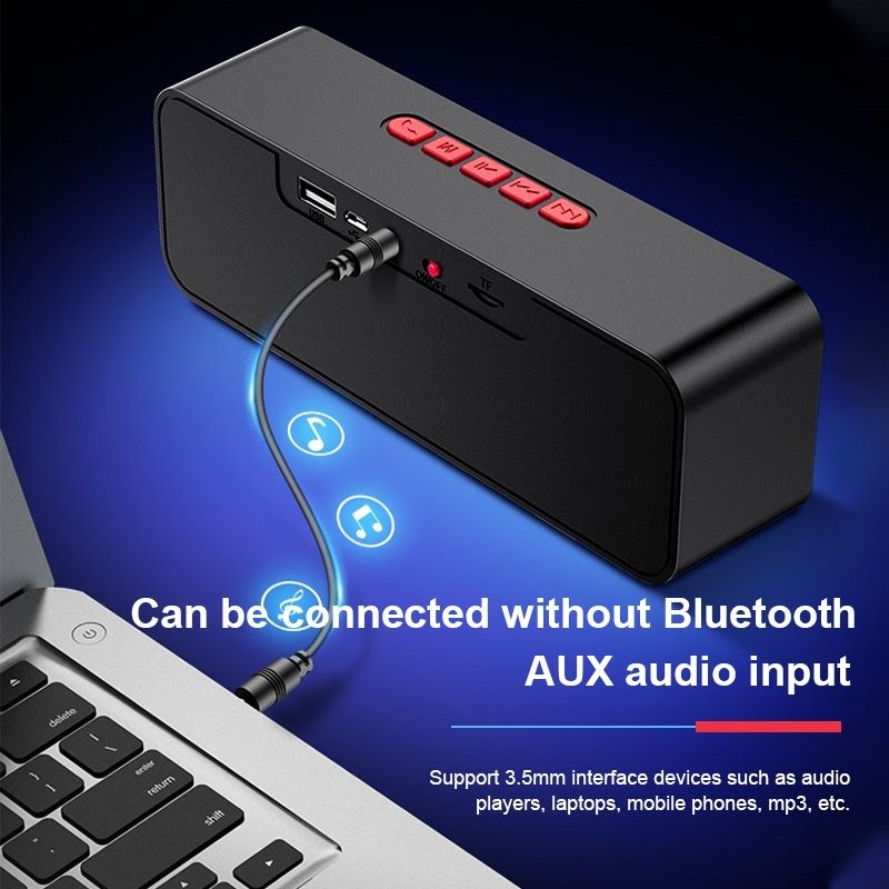 SC211 Taşınabilir Subwoofer Kablosuz Bluetooth Hoparlör Bluetooth 5.0, TF Kart ve U Disk ve 3,5 mm AUX Desteği (Siyah)_voghion.com
