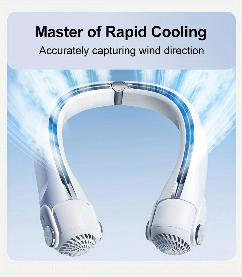 2024 New Wearable Neck Fan Portable Air Conditioner Rechargeable Bladeless Fan with 45° Adjustable Wind Directions for Outdoor_voghion.com