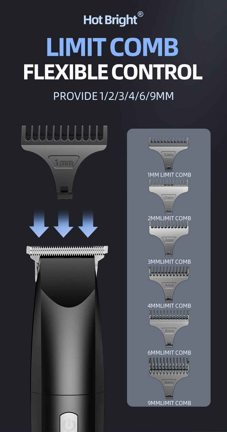Kabelloser Haarschneider – 45 dB, ultraleise, 3 Stunden Laufzeit, abnehmbare Edelstahlklingen für Männer/Bärte/Haustiere (Schnellladung, 3 Kämme, wasserdicht)_voghion.com