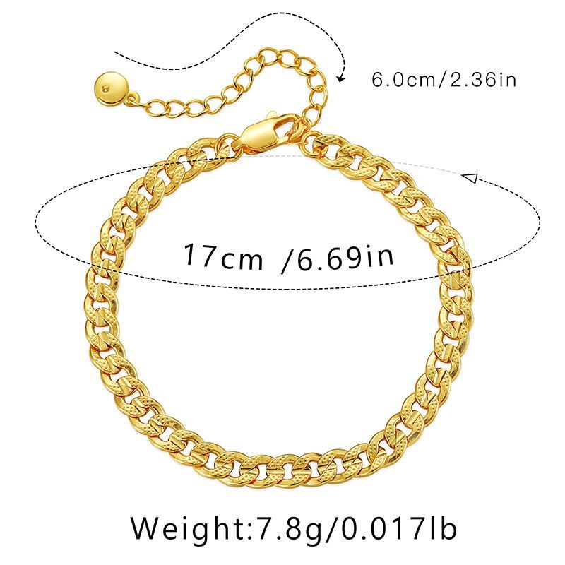 Braccialetto alla moda OL in stile neutro, semplice, placcato in oro, con catena piatta in metallo color rame francese_voghion.com