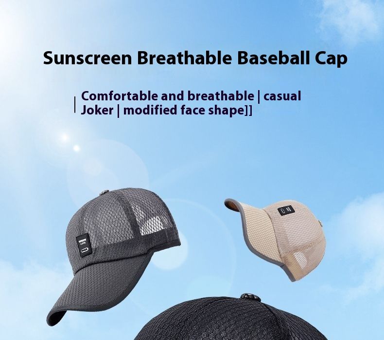 Men's New Summer Outdoor Extended Brim Sunshade Mesh Unisex Baseball Cap Breathable Duckbill Hat_voghion.com