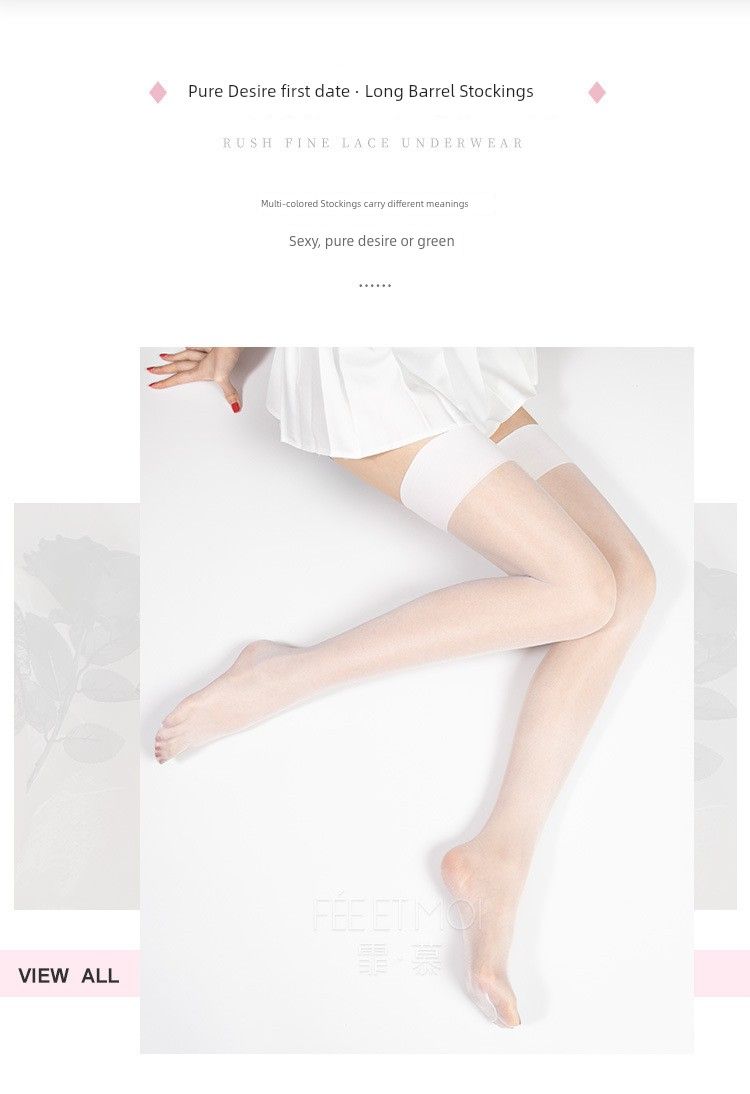 Fee Et Moi Overknee-Retro-Strümpfe mit breiter Krempe und Dopamin-Flash-Effekt, Dessous, sexy schwarze Seidenkleidung_voghion.com