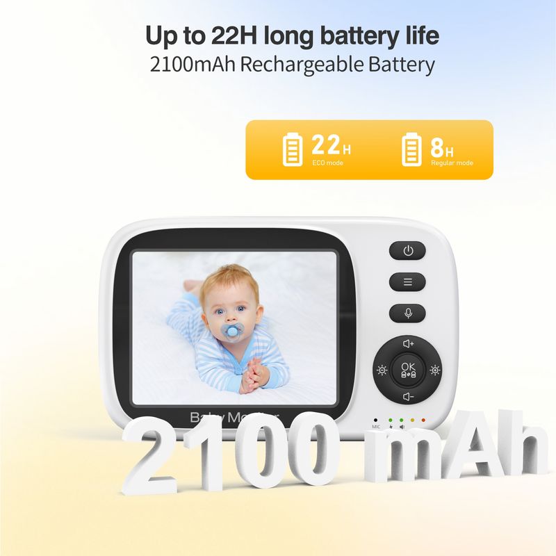 Monitor de bebé con video inalámbrico BabyStar de 3,2 pulgadas con canciones de cuna, visión nocturna automática, intercomunicador bidireccional, monitoreo de temperatura_voghion.com