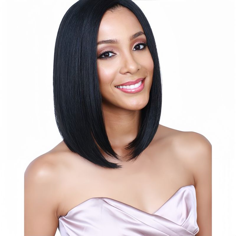 Heißer verkauf Mode frauen mittelteil pony mittellange glattes haar schulter-länge mode synthetische faser perücke set_voghion.com