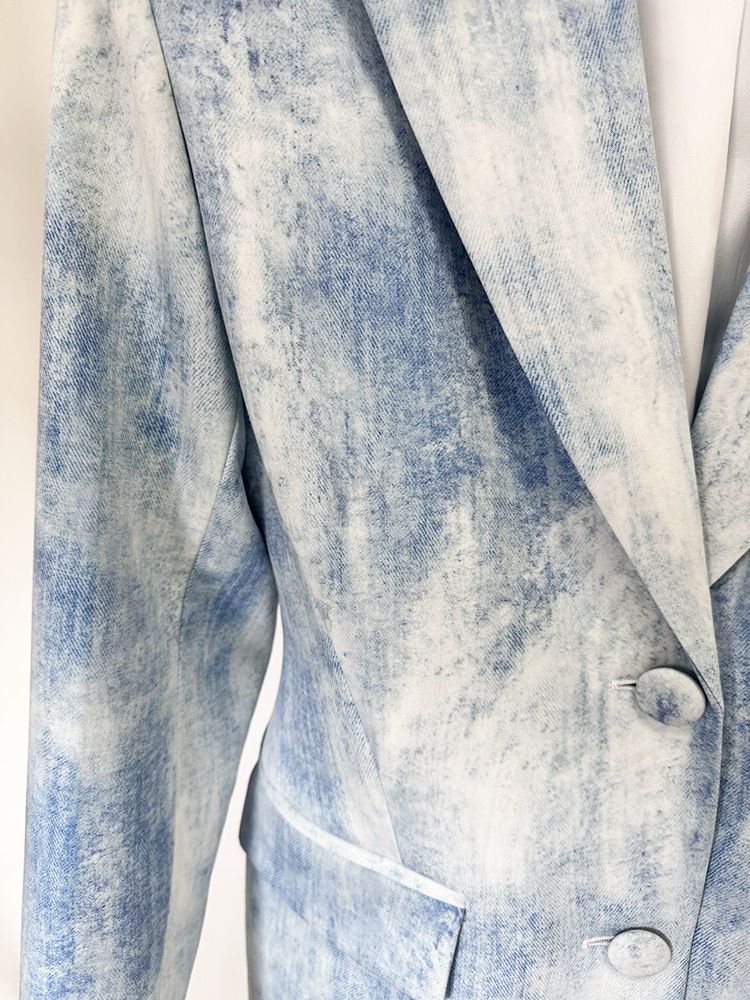 Vêtements pour femmes début du printemps, nouveau costume slim à imprimé tie-dye, mi-long, veste, pantalon, costume deux pièces_voghion.com