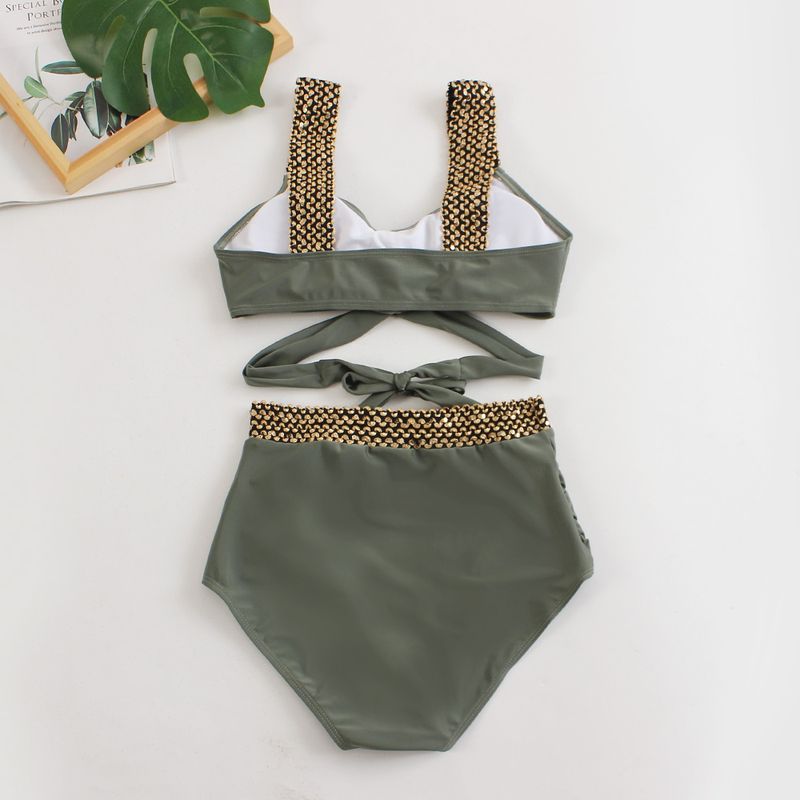 Swimsuit Women's Sexy Split Size Chest Gathering Straps Bikini High Waist Slim Plus Size_voghion.com