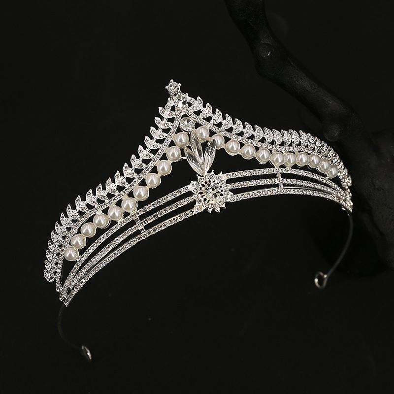 Coreano semplice diamante corona nuziale copricapo moda abito da sposa accessori principessa compleanno perla abito accessori gioielli_voghion.com