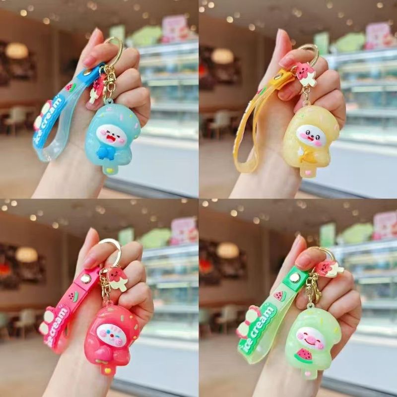 Transparent Ice Cream Keychain High-end Creative Cute Doll Backpack Car Pendant Small Gift_voghion.com