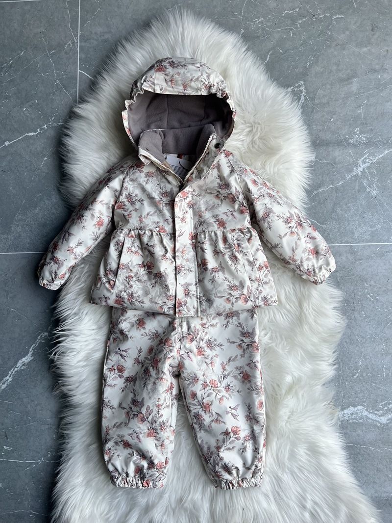 Girls' Spring Outfit Set - Floral Print Long Sleeve Top & Pants, Soft Pink & Neutral Tones, Comfortable & Stylish For Ages 3-8_voghion.com
