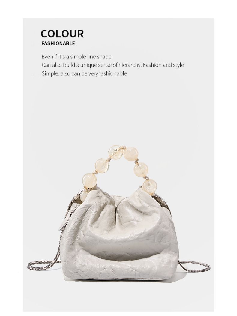 Borsa con perline, personalità, nicchia, primo strato, borsa in pelle di mucca, modello graffiato a mano da donna, borsa per il pranzo, borsa a tracolla con perline, tenuta a mano_voghion.com