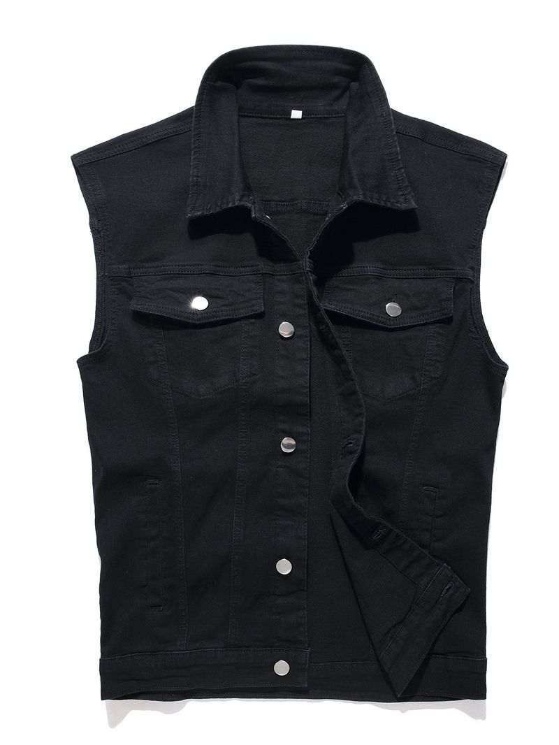 Men's Clothing New Style Trendy Fashion Denim Vest Simple And Versatile Casual Denim Jacket_voghion.com