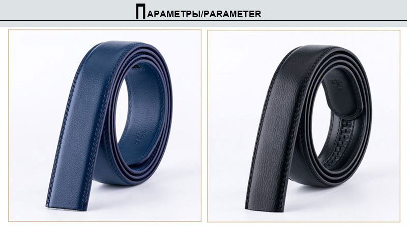 HOT HIDUP Hochwertiger Echtleder-Automatikgürtel für Herren in Blau, nur Riemen ohne Schnalle, 3,5 cm breit_voghion.com