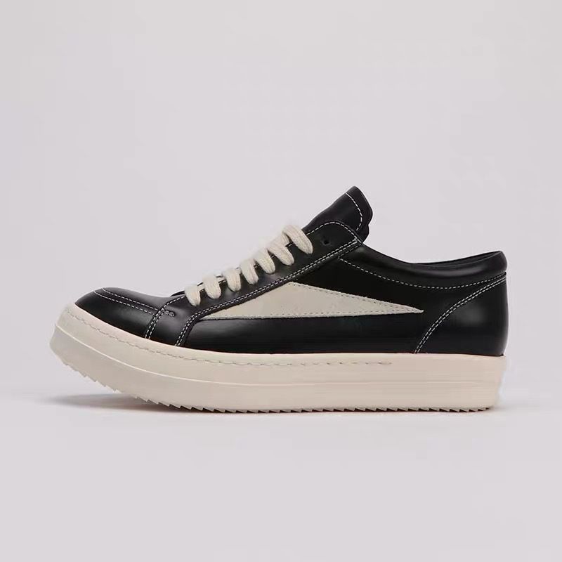 High End Low Top Men, Infringing Main Line, New Trendy Thick Soled Cowhide, Dark RO Black And White Casual Board Shoes_voghion.com