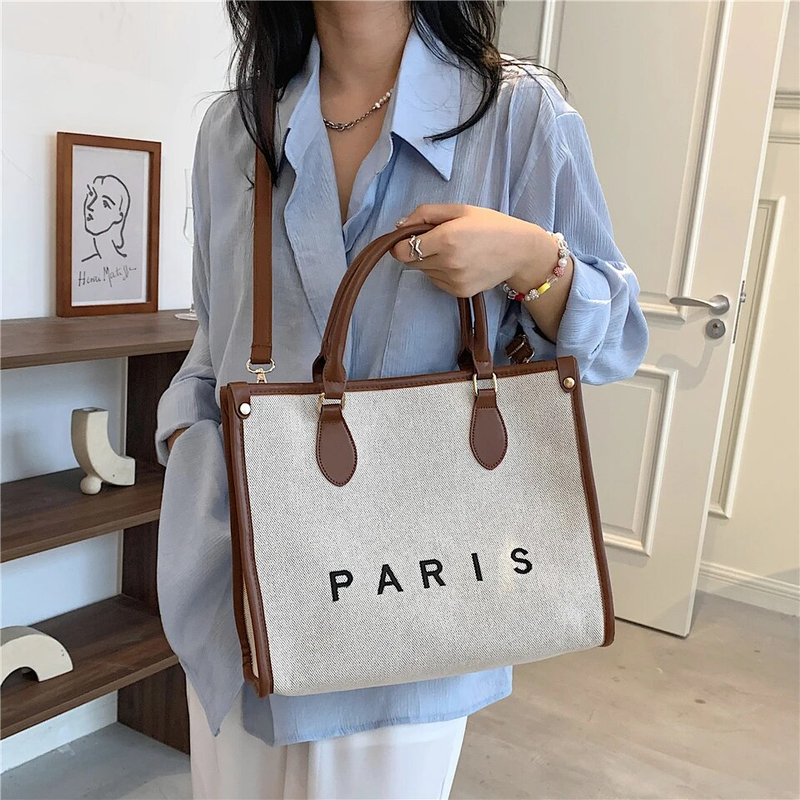 Burminsa Canvas Large Commuting A4 Work Tote Handbags For Women 2023 Trend Luxury Designer Small Ladies Shoulder Crossbody Bags_voghion.com