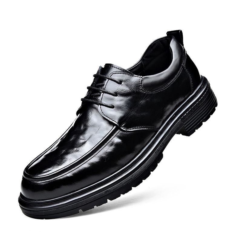 Echtes Rindsleder der obersten Schicht für Herren, neues Business-Gentleman-Leichtgewicht, dicke Sohle, vielseitiges modisches Handgreifmuster_voghion.com