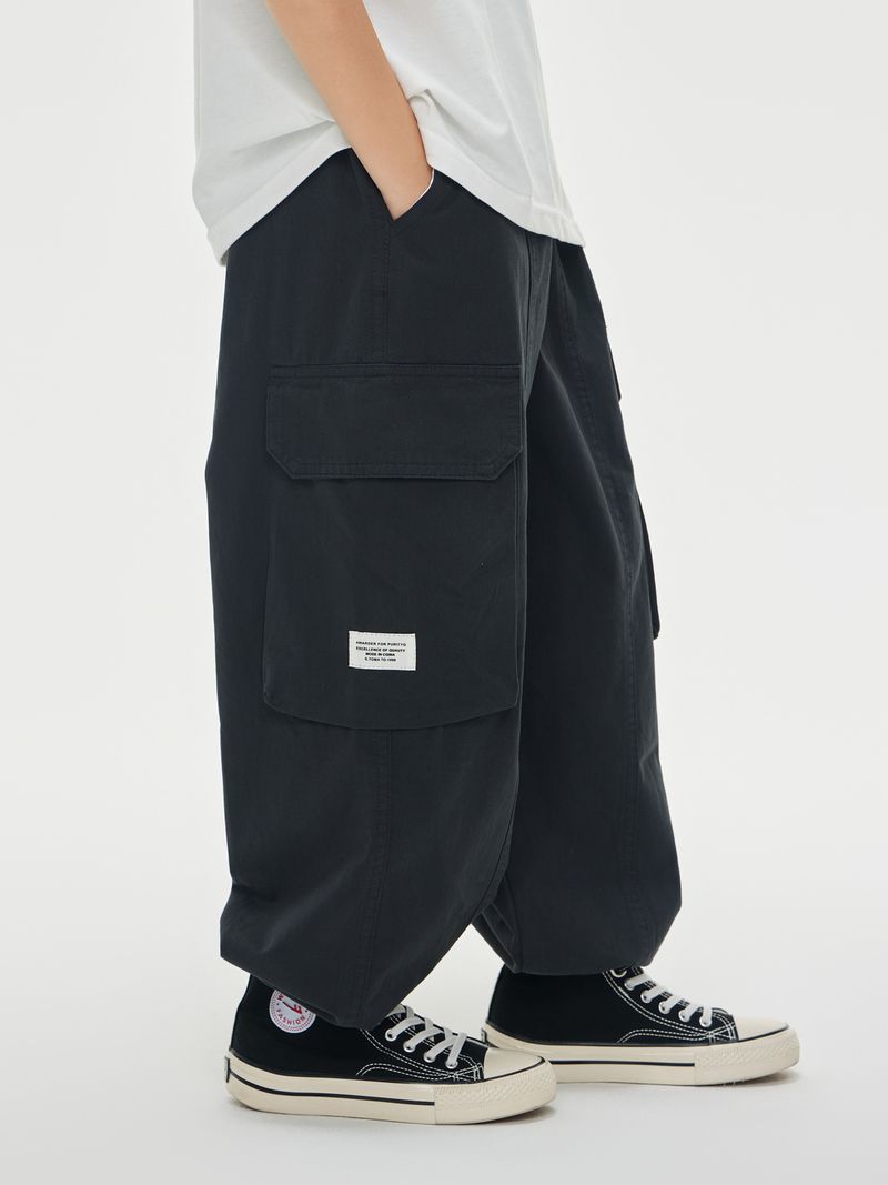 Kinderkleidung Buchstaben bedruckte Freizeithose mittlerer und großer Overall_voghion.com