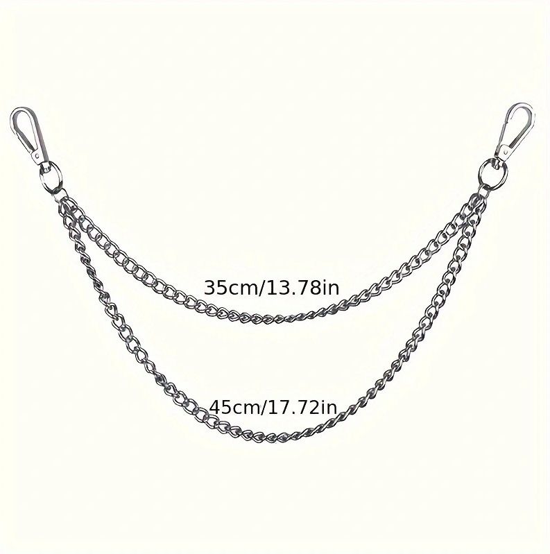 Korean INS Punk Style Fashion Double Layer Metal Chain Personality Versatile Keychain Pants Accessories_voghion.com