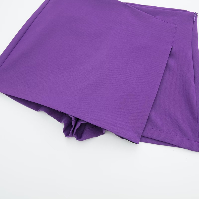 Womens' clothes new fashion solid color asymmetric slim culottes women's shorts A8YS7135_voghion.com