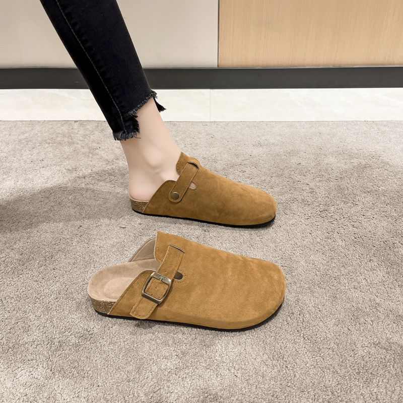 Big Baotou Slippers For Women, Couple, Cork Roman Semi Slippers, Lazy, Big Size Shoes, Trendy_voghion.com