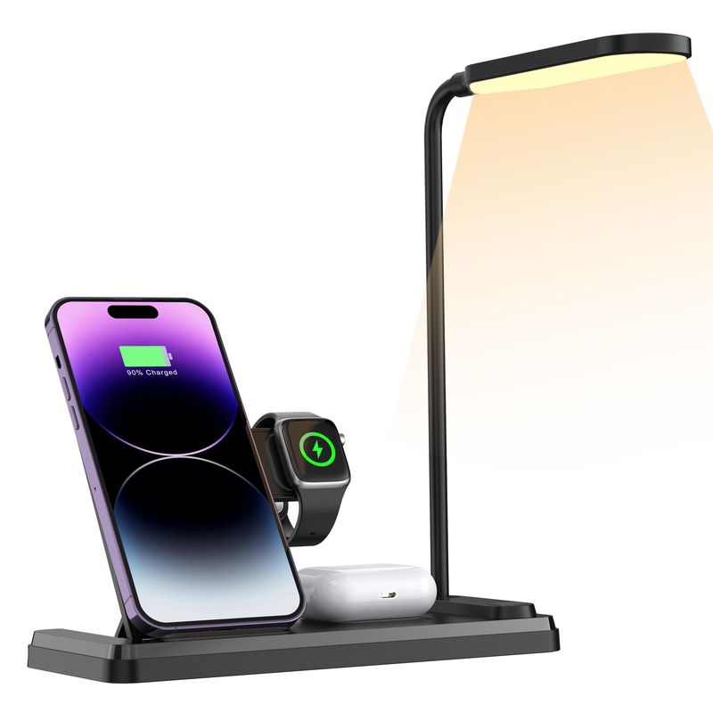 Cross Border Multifunctional Desktop Desk Lamp Wireless Charger Suitable For Fast Charging Folding Three In One Wireless Charging Bracket_voghion.com