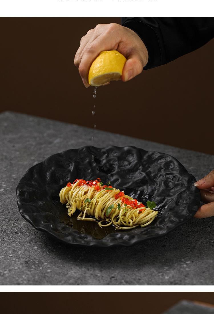 Volcanic Slanted Plate Restaurant Tableware Ceramic Bowl Creative Style Household High-end Irregular Shape_voghion.com