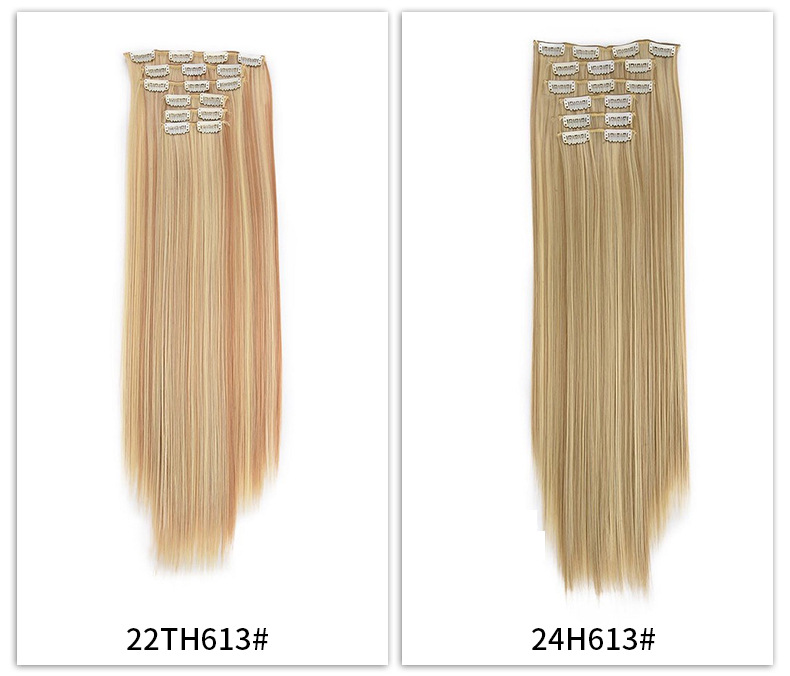 Set di capelli sintetici con toppe per parrucche lunghe e diritte. Parrucca diritta da 16 carte_voghion.com