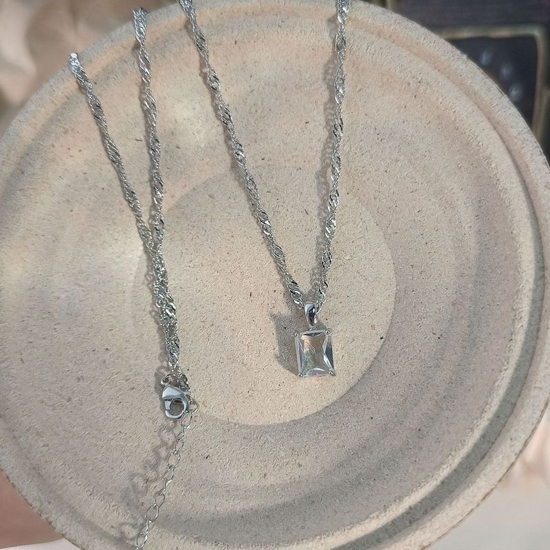 people's 【 24000 Collection 】 Super Sparkling Zircon Block Rock Candy S Pure Silver Necklace For Women, Simple And 【 】 ! Women,_voghion.com