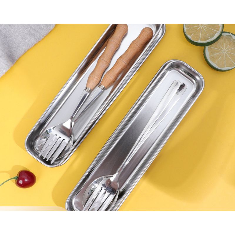 Chopstick stainless steel cutlery children's camping portable knife, fork, chopstick, spoon storage box, seven piece set_voghion.com