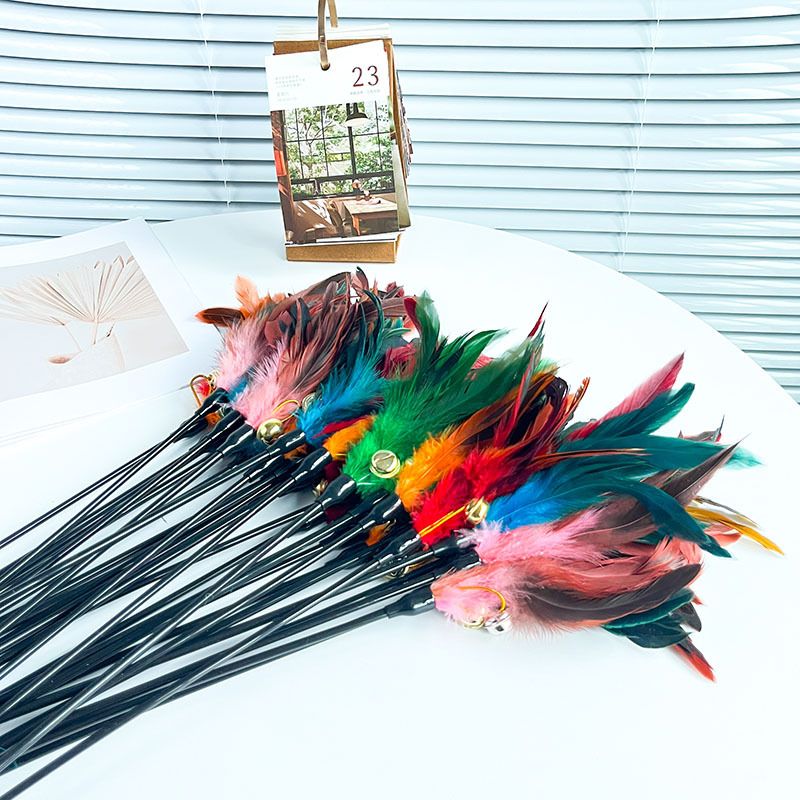 Pet Cat Toy Feather Bell Teaser Wand_voghion.com