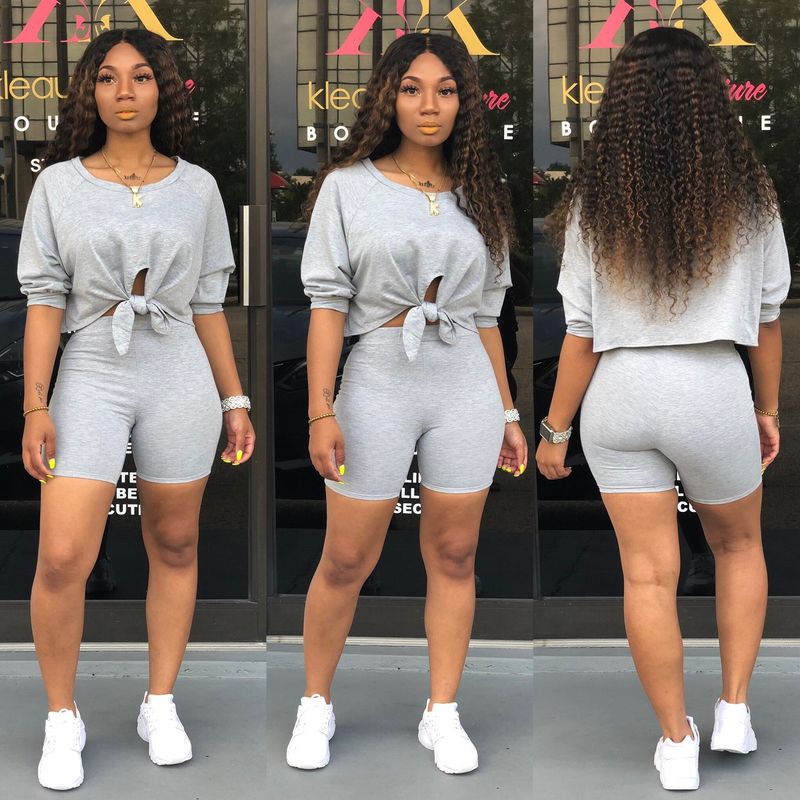 moda esclusiva, maniche scoperte, top che scopre l'ombelico, pantaloncini in due pezzi, abbigliamento da donna di vendita calda_voghion.com