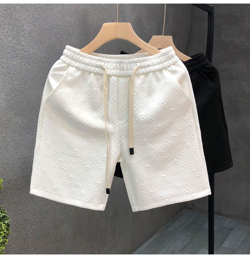Light Luxury Style White Jacquard For Men, Summer Trendy Brand Five-Point Shorts, 2024 New Men's Half-Length Shorts_voghion.com