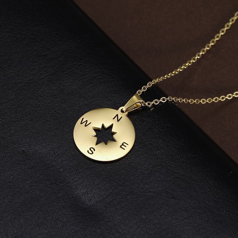 2025 New Arrivals Dreamtime, men's and women's hollow stainless steel accessories, hip-hop style jewelry, necklace pendant with compass,_voghion.com