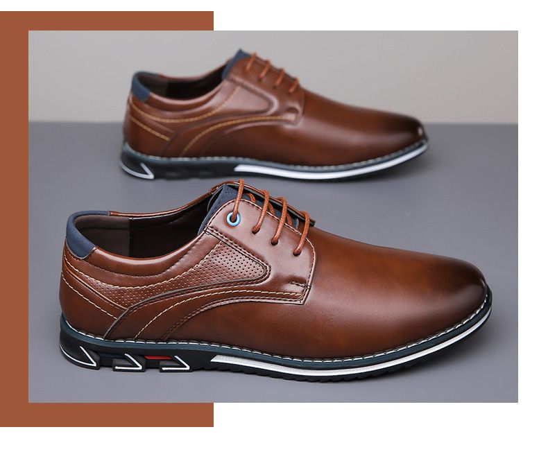 Produttori di scarpe da uomo con lacci di grandi dimensioni per il commercio estero transfrontaliero, dal 38 al 53, in pelle, inscatolate o imbustate, allargabili e ingrandibili._voghion.com