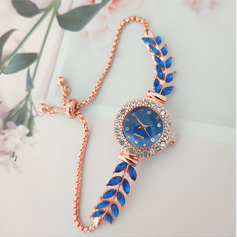 New Style Chalcedony Inlaid Diamond Crown Four-Leaf Clover Mermaid Rolling Bead Flowing Sand Pull-out Women's Bracelet_voghion.com