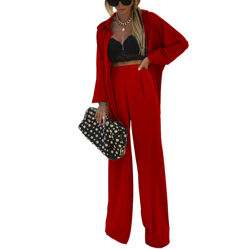 Damen Sonnenschutzhemd Lässiges Zweiteiliges Set mit weiten Hosen_voghion.com