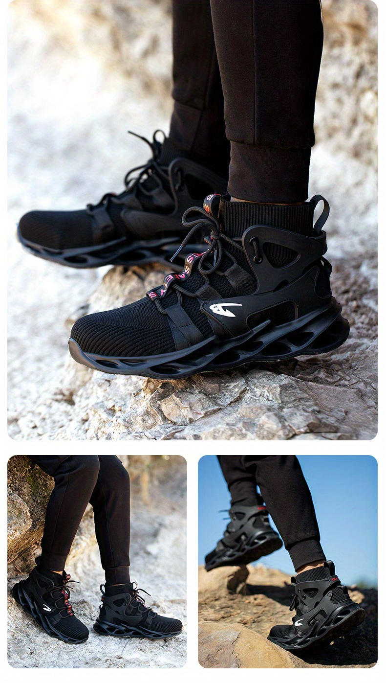 Breathable Woven Shoe For Men - Non-Slip Lace-Up Safety Work Shoe For Indutrial Contruction - Perfect For All_voghion.com