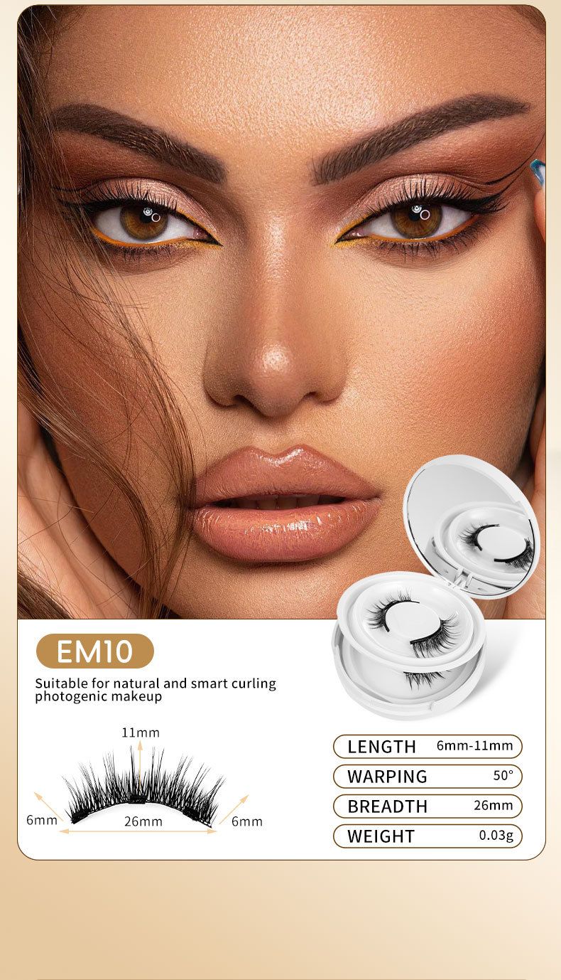 Conjunto de 2 pares de cílios postiços magnéticos - sem cola, aparência nude natural com pelo de vison (estilo celebridade da internet, reutilizável)_voghion.com