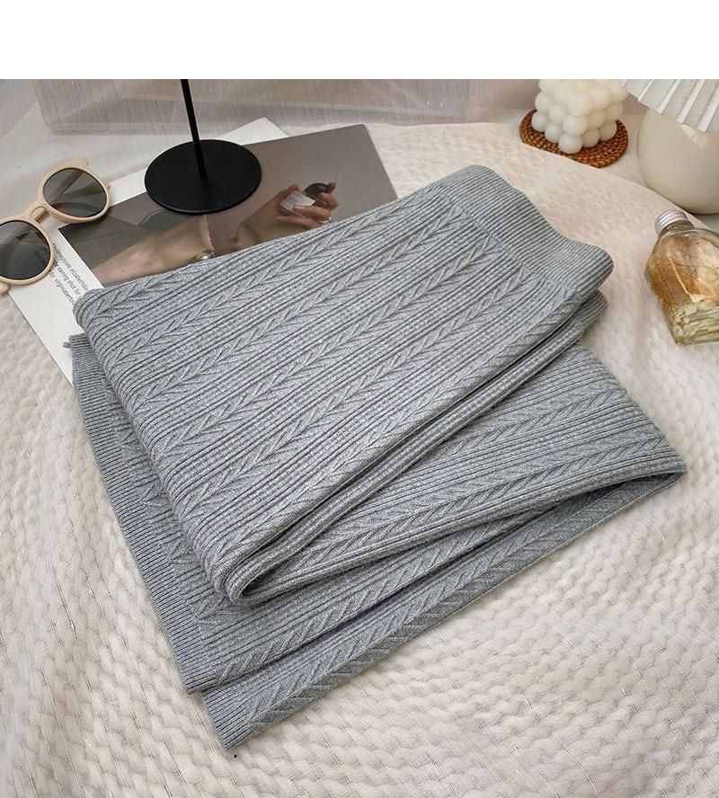 Moteriškos mezgimo kelnės su elastingu juosmeniu „Fried Dough Twists“ 2023 m. rudeniui ir žiemai. Nauja korėjietiška versija, laisvos, minkštos._voghion.com