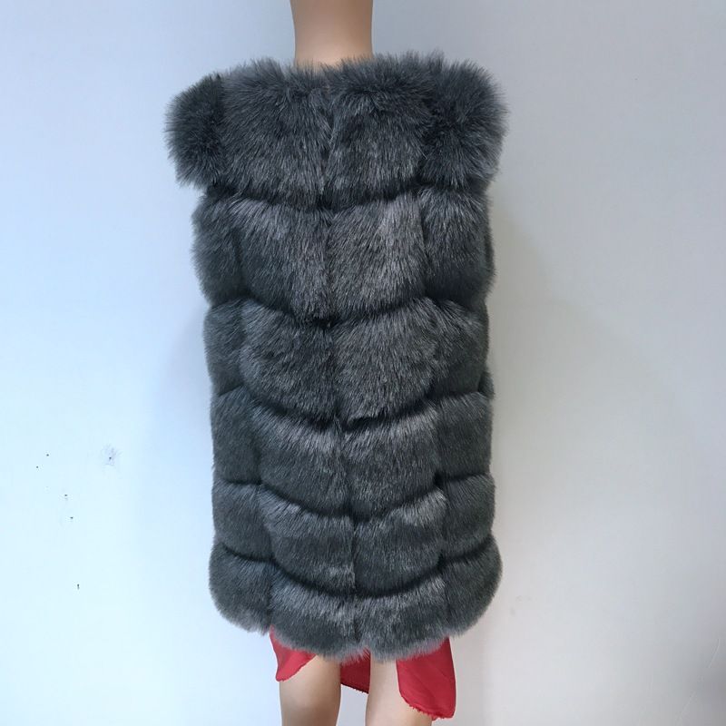 Damenmode-Imitat-Fuchshaarweste, Spleiß-Schlankheitsweste_voghion.com