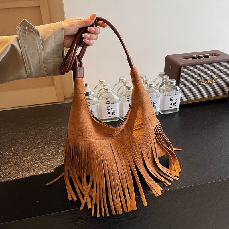 Borsa a tracolla con trama semplice e alla moda da donna, primavera estate 2025, nuova nappa in velluto_voghion.com