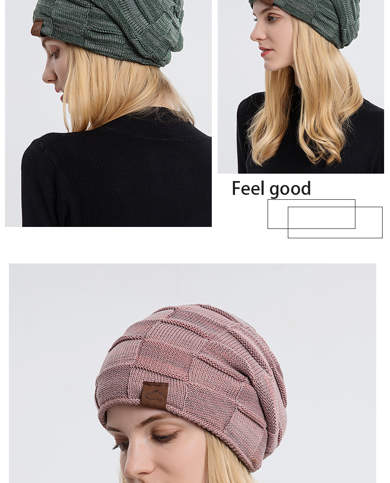 9875 Autumn/Winter Plush Mixed Color Versatile Woolen Knitted for Warm Fashion Pullover Winter Women's Hat_voghion.com