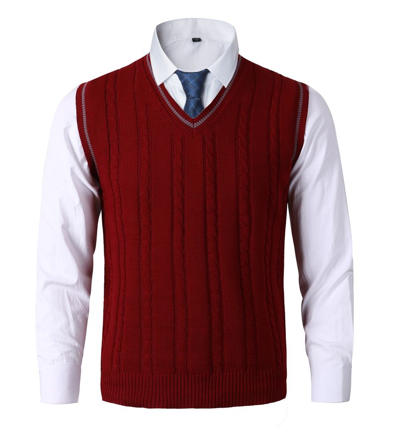 Herrenbekleidung Herrenweste Strickweste Ärmellos Lässig Große Größe Herrenbekleidung Außenhandelsstil V-Ausschnitt Verdickte Weste Unterhemd_voghion.com